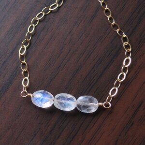 Dainty Rainbow Moonstone Bracelet in Gold